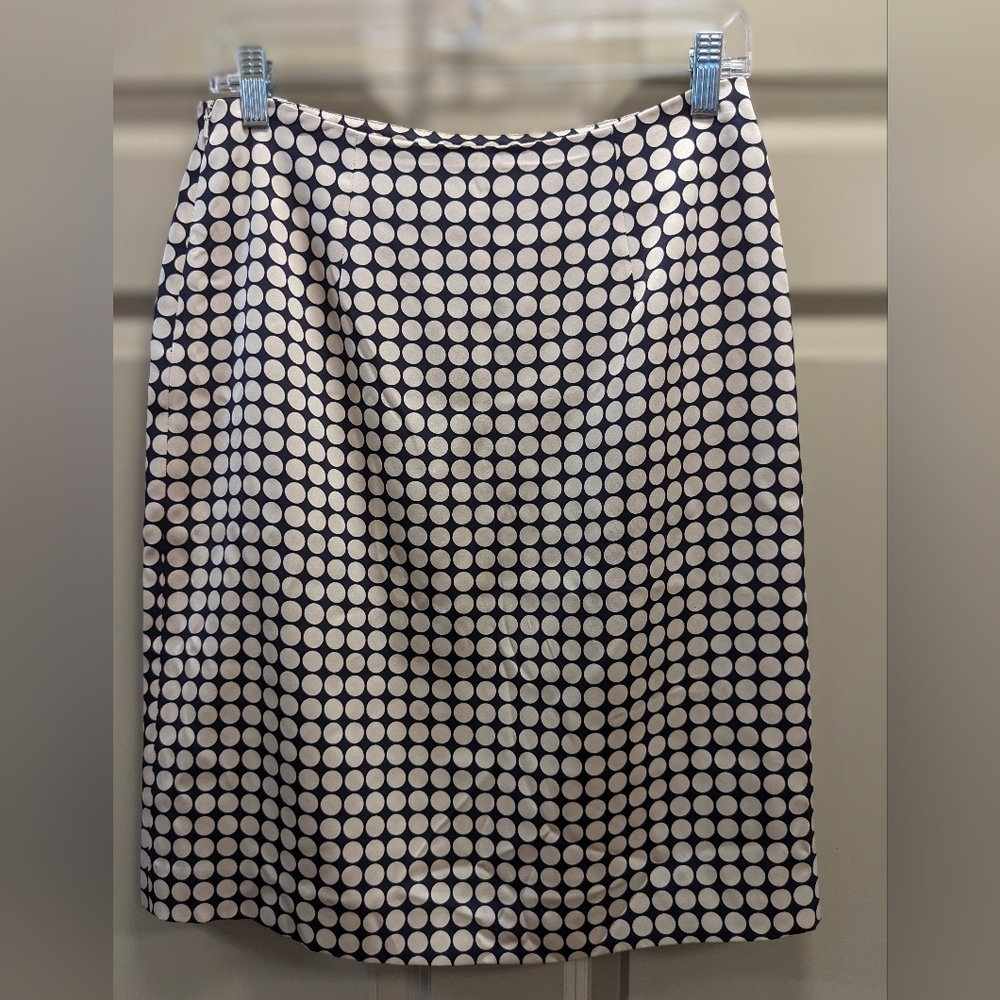 Banana Republic Polka Dot 100% Silk Mod Midi Pencil Skirt - 6 Petite